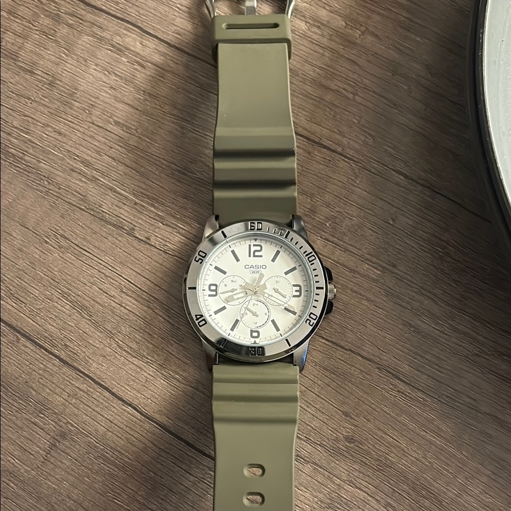 Casio Silver and Green Watch